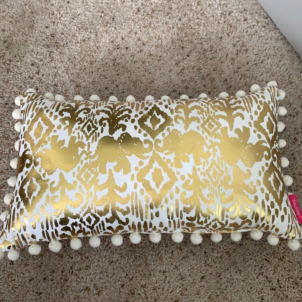 Lilly Pulitzer White & Gold Pillow
